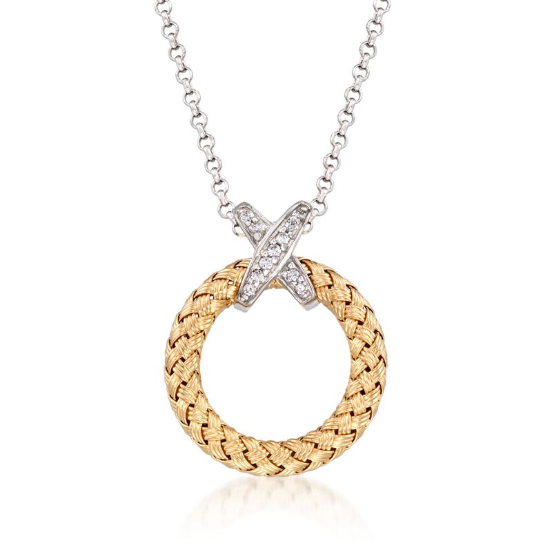 Charles Garnier &quot;Calixta&quot; .10 ct. t.w. CZ Open Circle Pendant Necklace in Two-Tone Sterling Silver image number 0