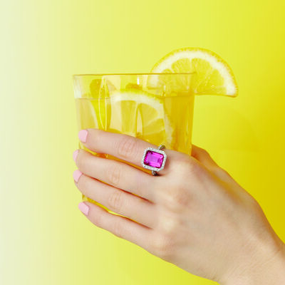 6.50 Carat Pink Topaz and .25 ct. t.w. Diamond Ring in Sterling Silver