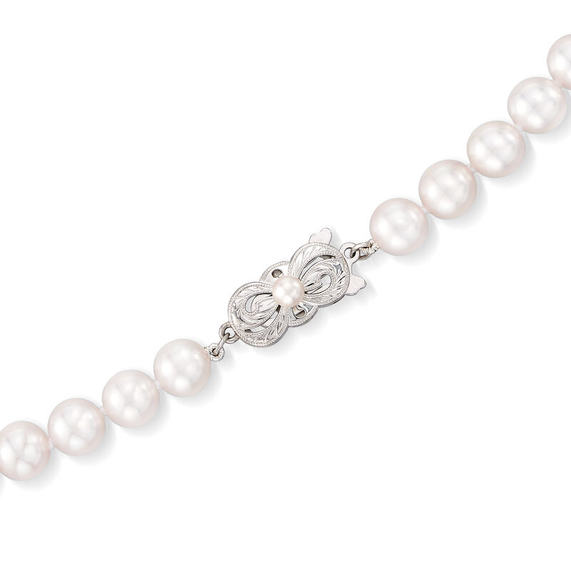 Mikimoto 7-7.5mm 'A' Akoya Pearl Necklace with 18kt White Gold. 18&quot; image number 2