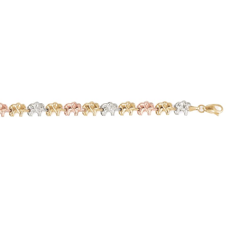 14kt Tri-Colored Gold Elephant Bracelet  image number 2