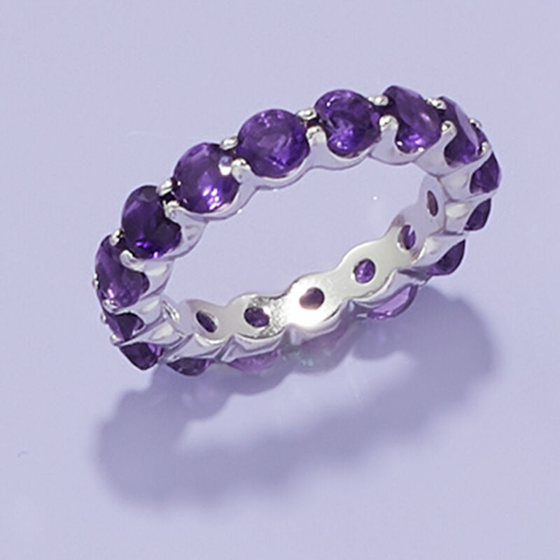 3.30 ct. t.w. Amethyst Eternity Band in Sterling Silver image number 4