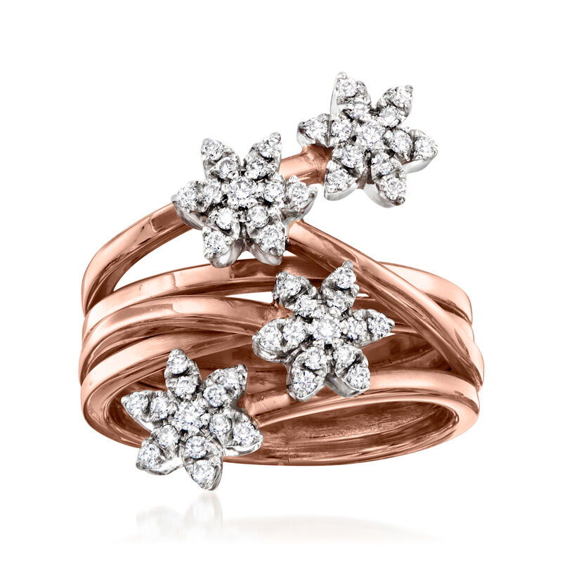 C. 2000 Vintage .50 ct. t.w. Diamond Flower Ring in 18kt Rose Gold. Size 5 image number 0