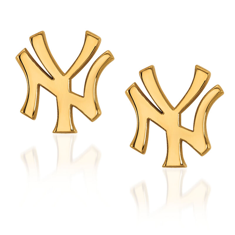 14kt Yellow Gold MLB New York Yankees Extra Small Stud Earrings image number 1