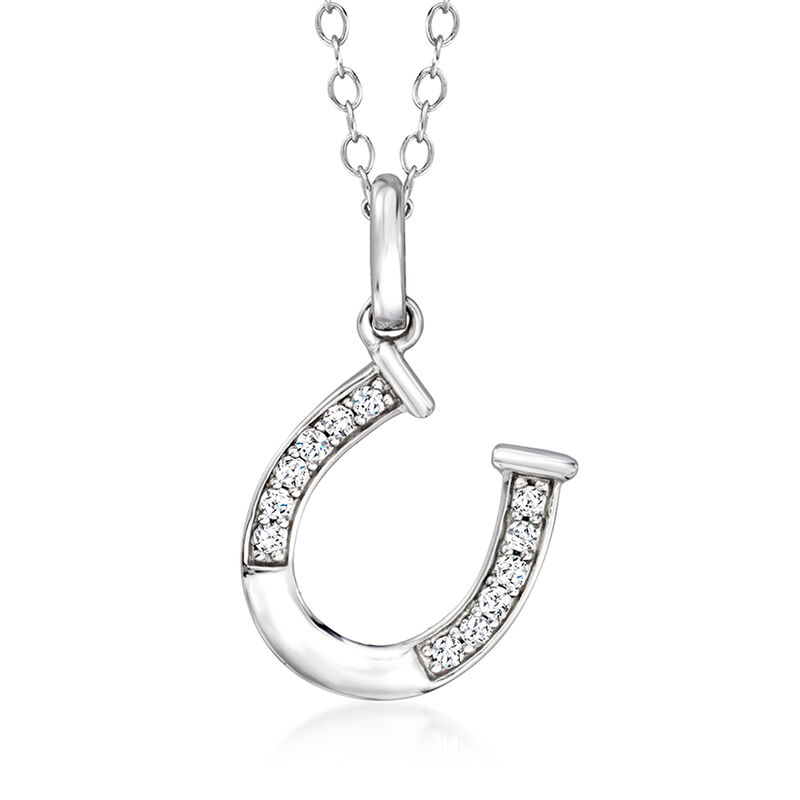 .10 ct. t.w. Diamond Horseshoe Pendant Necklace in Sterling Silver image number 0