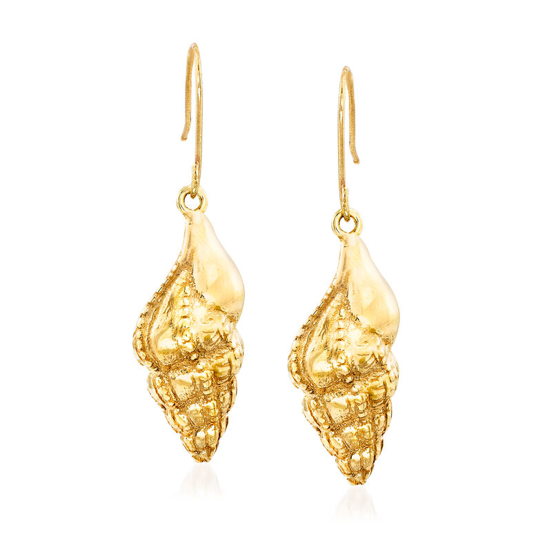 Italian 14kt Yellow Gold Seashell Drop Earrings image number 0