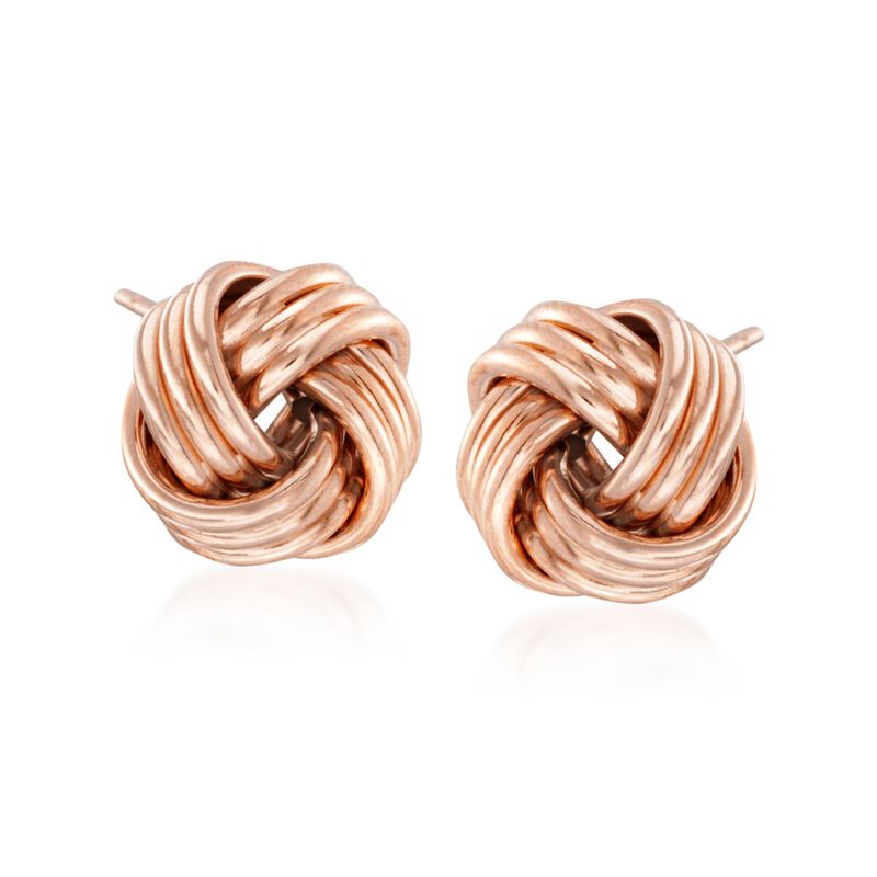 14kt Rose Gold Love Knot Stud Earrings image number 0