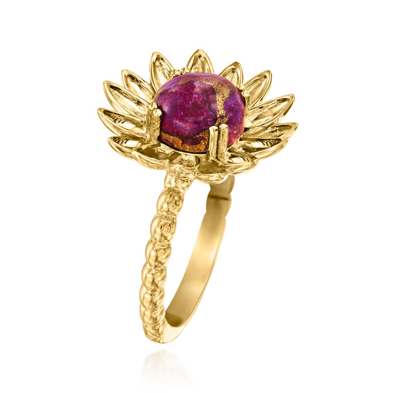 Purple Turquoise Sunflower Ring in 18kt Gold Over Sterling image number 2