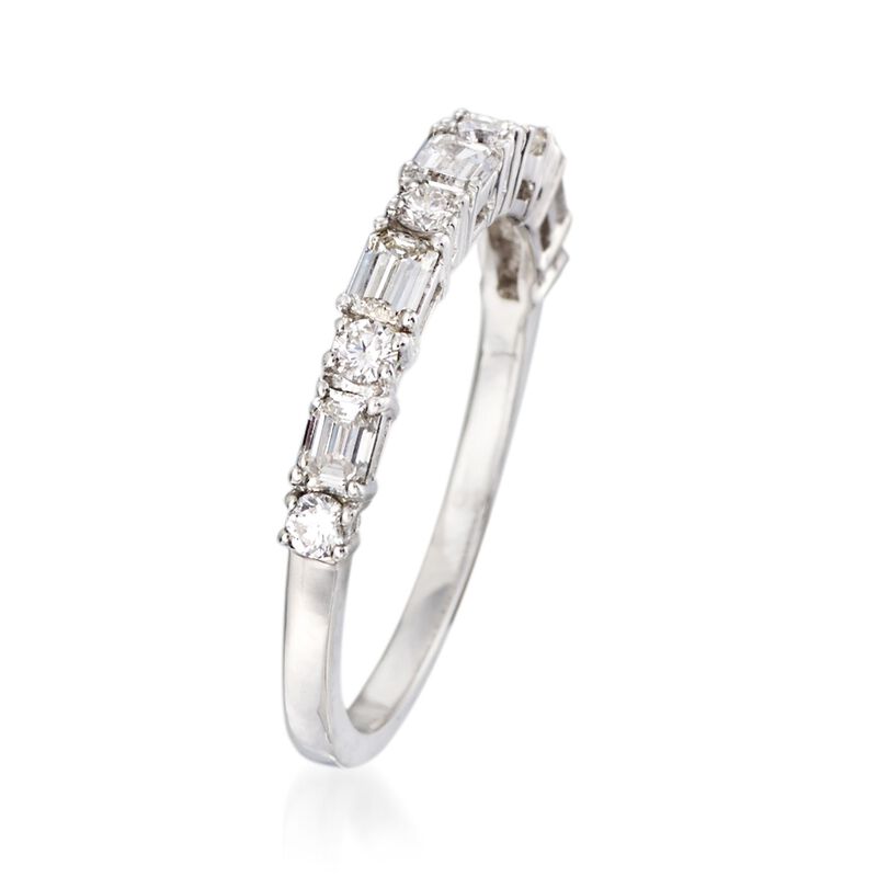 .75 ct. t.w. Round and Emerald-Cut Diamond Wedding Ring in 14kt White Gold image number 2