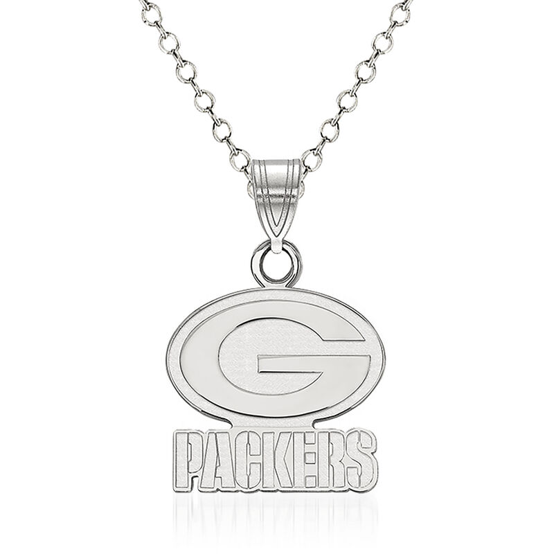 Sterling Silver NFL Green Bay Packers Pendant Necklace. 18" image number 0