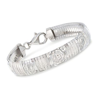 Italian Sterling Silver Diamond-Cut Omega Bracelet
