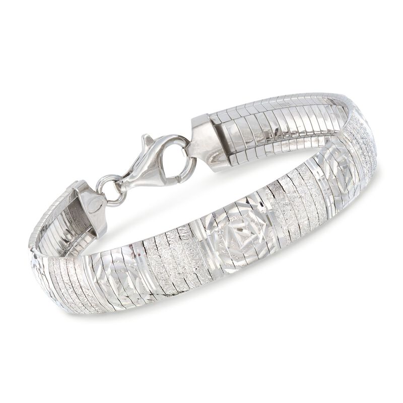 Italian Sterling Silver Diamond-Cut Omega Bracelet image number 0