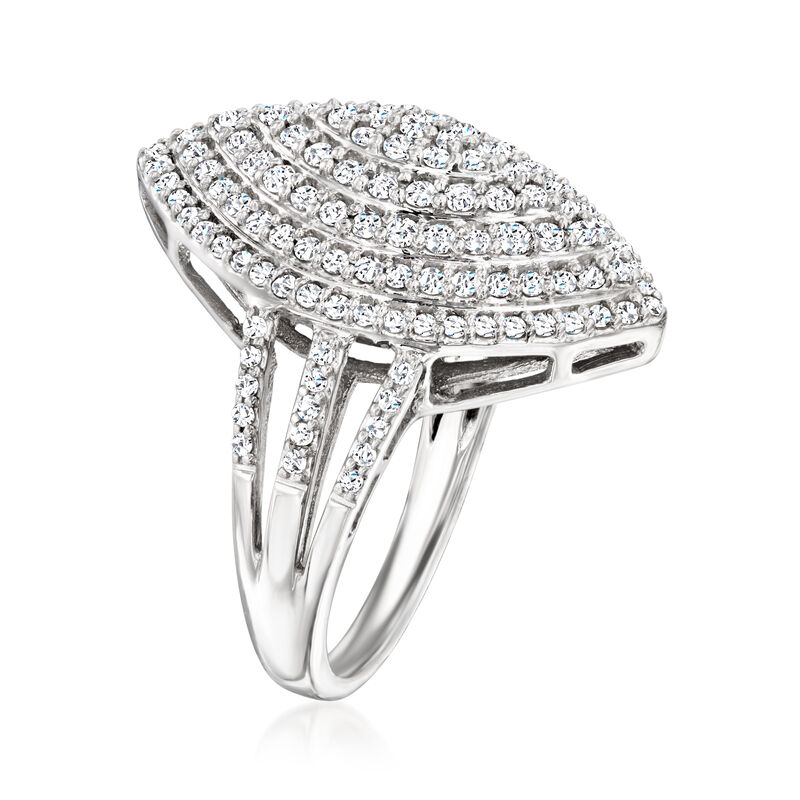 1.00 ct. t.w. Pave Diamond Marquise-Shaped Ring in Sterling Silver image number 2