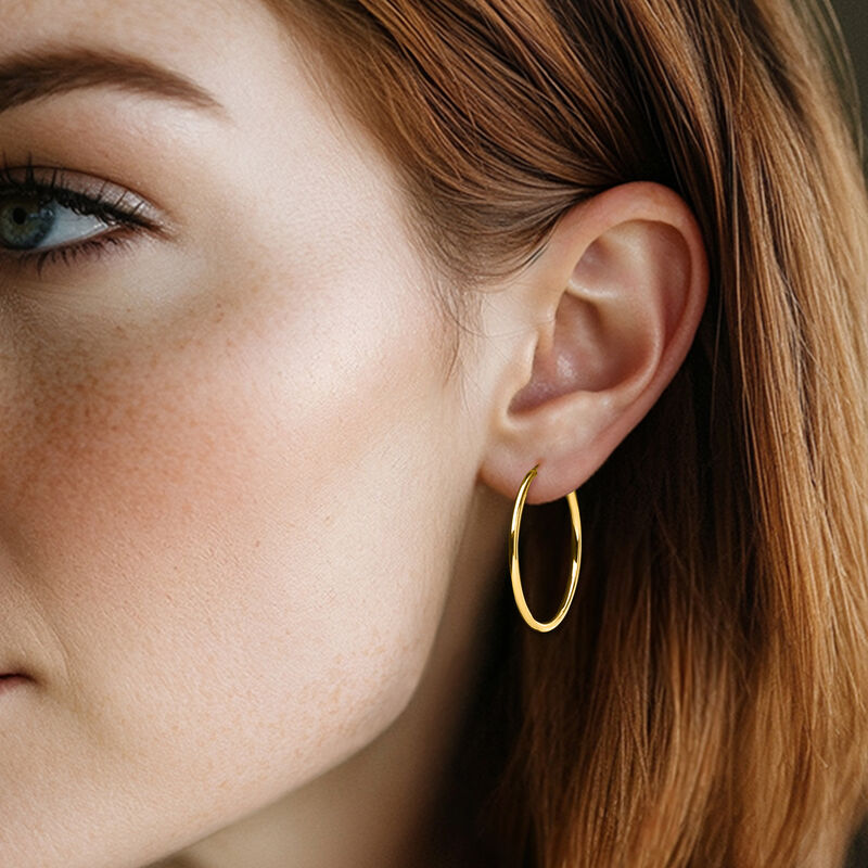 Italian 10kt Yellow Gold Hoop Earrings. 1&quot; image number 1