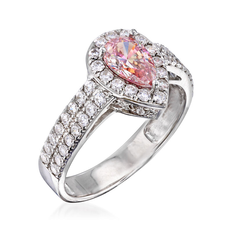 1.00 ct. t.w. Swarovski Morganite CZ and .20 ct. t.w. Swarovski CZ Ring in Sterling Silver image number 2