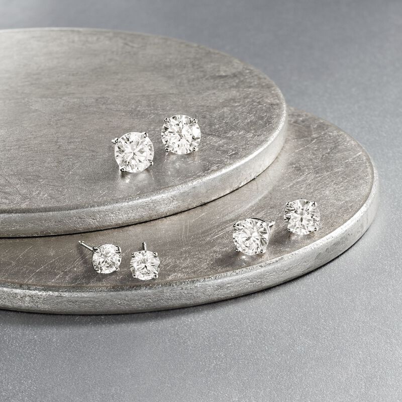 6.00 ct. t.w. CZ Jewelry Set: Three Pairs of Stud Earrings in Sterling Silver image number 8