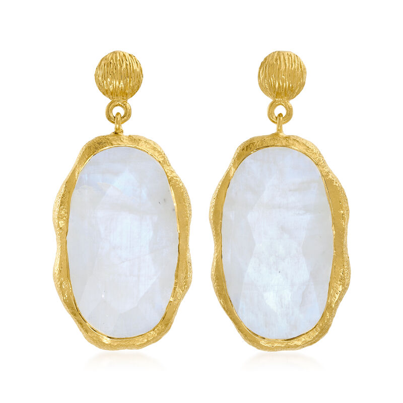 Moonstone Drop Earrings in 18kt Gold Over Sterling image number 0