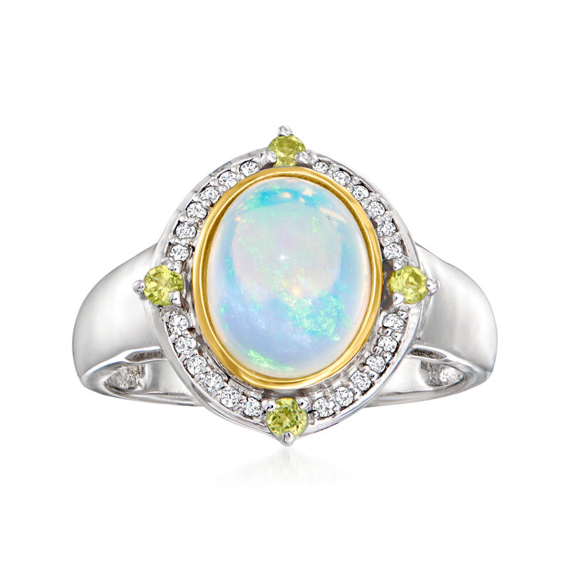 Ethiopian Opal and .10 ct. t.w. Diamond Ring with .10 ct. t.w. Peridot in Sterling Silver and 14kt Yellow Gold image number 0