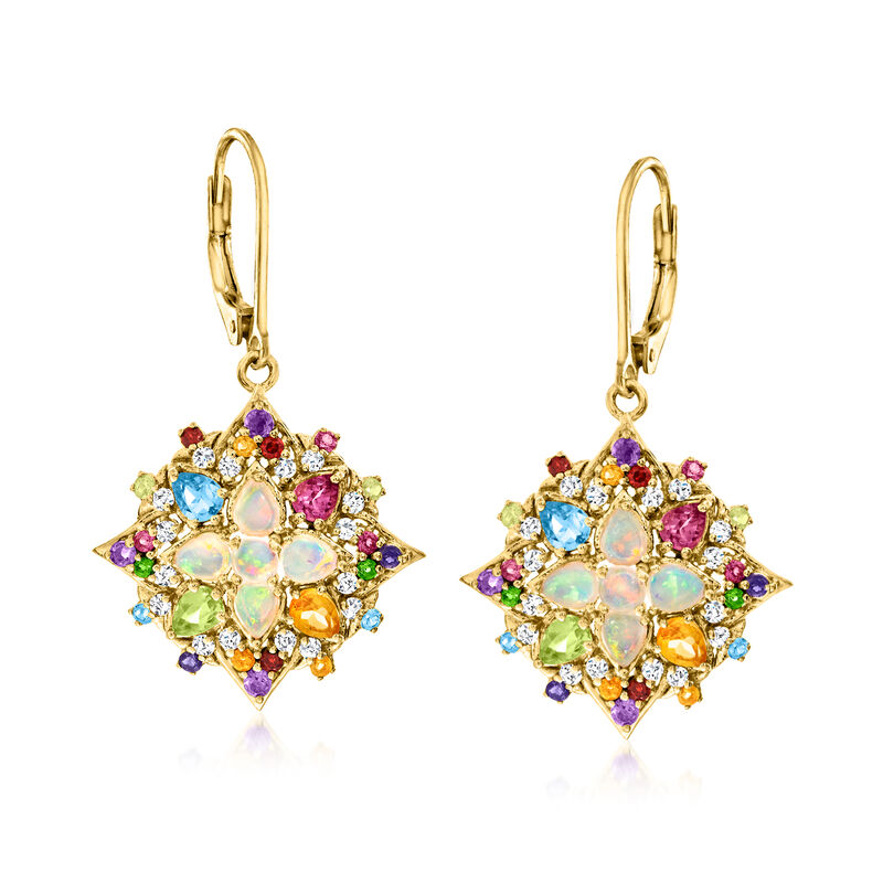 Opal and 2.28 ct. t.w. Multi-Gemstone Drop Earrings image number 0