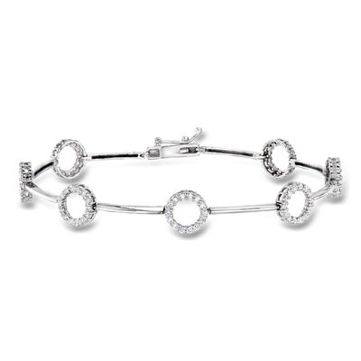 C. 1990 Vintage 1.00 ct. t.w. Diamond Circle-Link Bracelet in 18kt White Gold