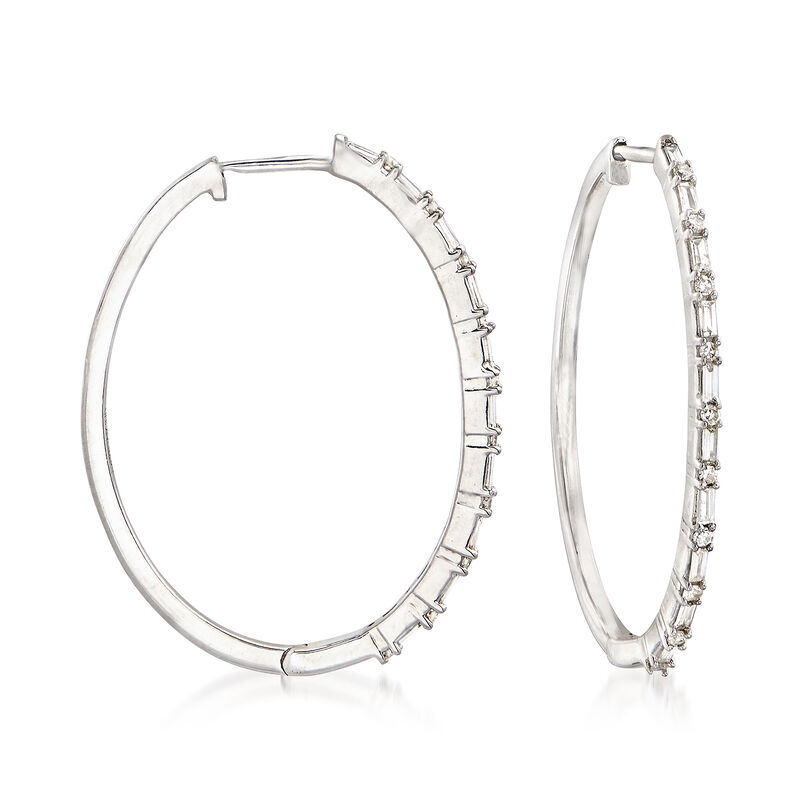 .26 ct. t.w. Diamond Hoop Earrings in 14kt White Gold image number 0