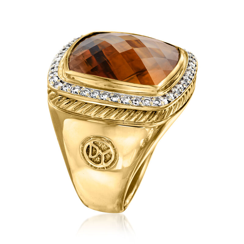 C. 1990 Vintage David Yurman 10.00 Carat Smoky Quartz Ring with .50 ct. t.w. Diamonds in 18kt Yellow Gold image number 2
