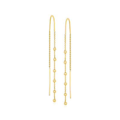 14kt Yellow Gold Beaded Threader Earrings