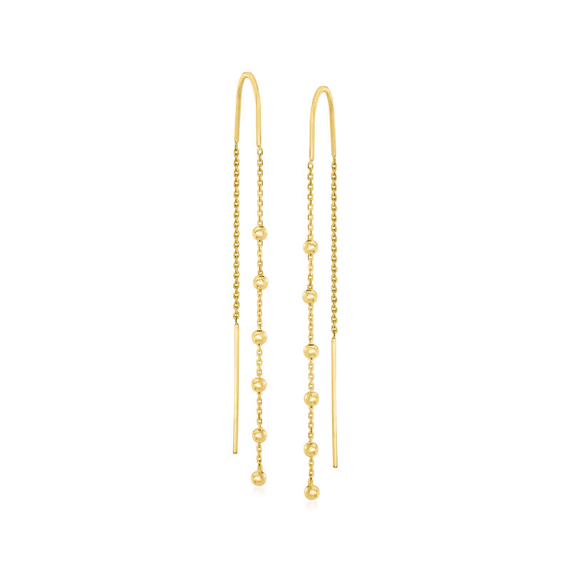 14kt Yellow Gold Beaded Threader Earrings image number 0
