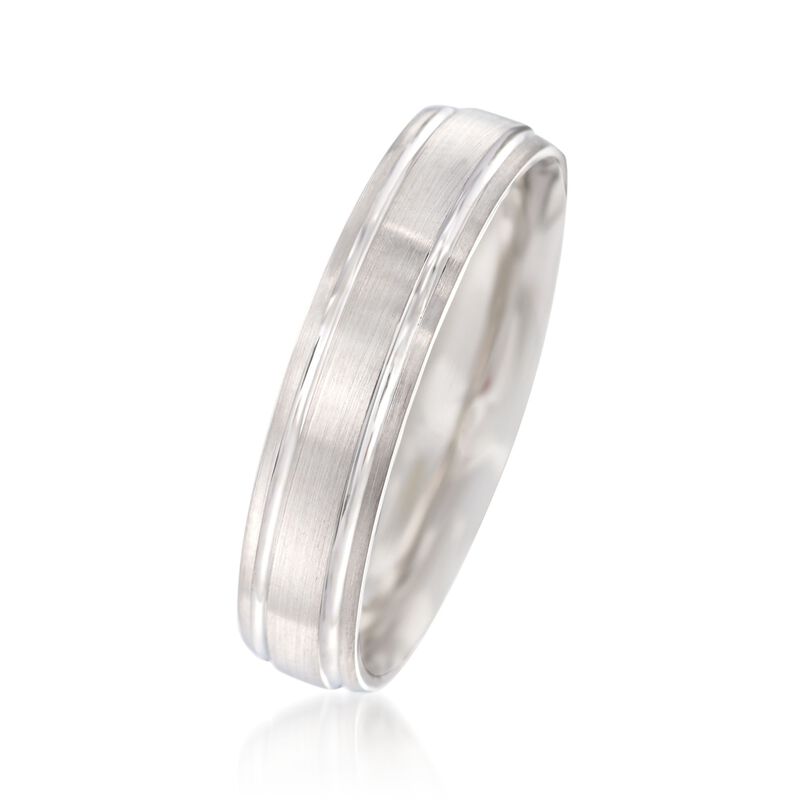 Men's 5mm 14kt White Gold Wedding Ring image number 1