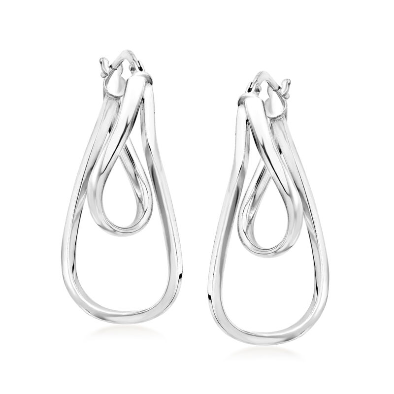 Italian Sterling Silver Twisted Hoop Drop Earrings  image number 2
