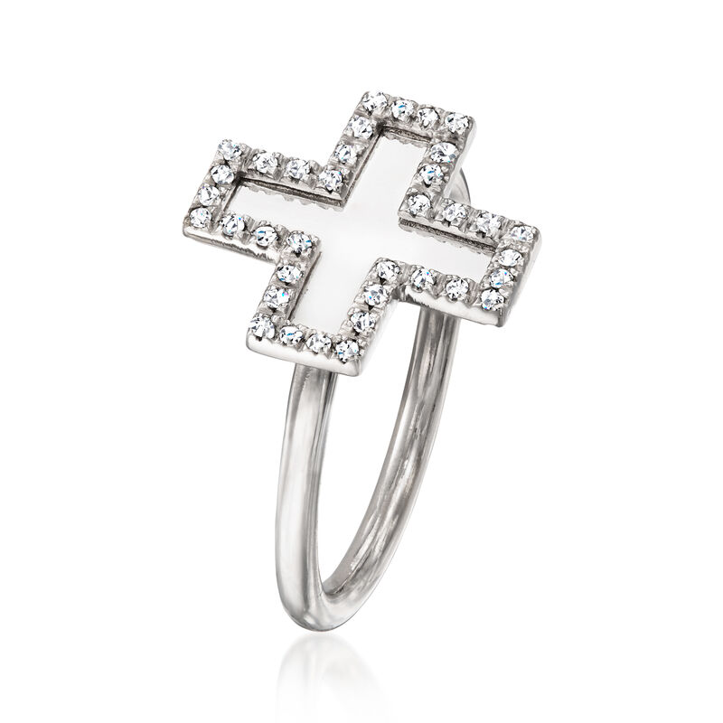 C. 1990 Vintage .18 ct. t.w. Diamond Cross Ring in 18kt White Gold. Size 7 image number 2