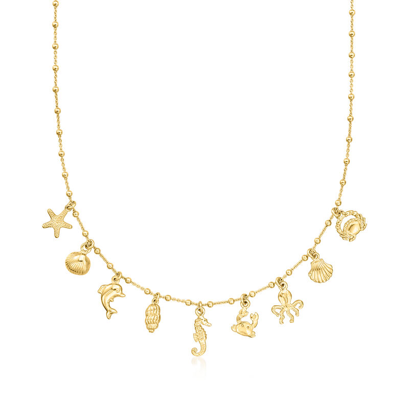 Italian 18kt Gold Vermeil Sea Life Charm Necklace. 16"