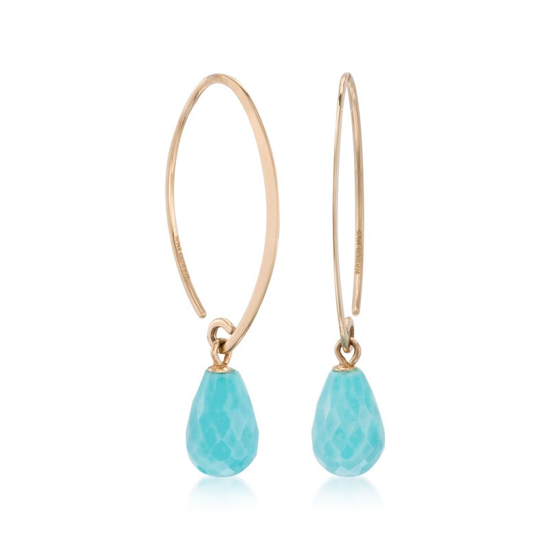 Turquoise Drop Earrings in 14kt Yellow Gold image number 1