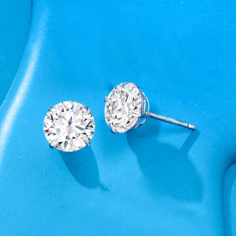 3.00 ct. t.w. CZ Stud Earrings in 14kt White Gold image number 2