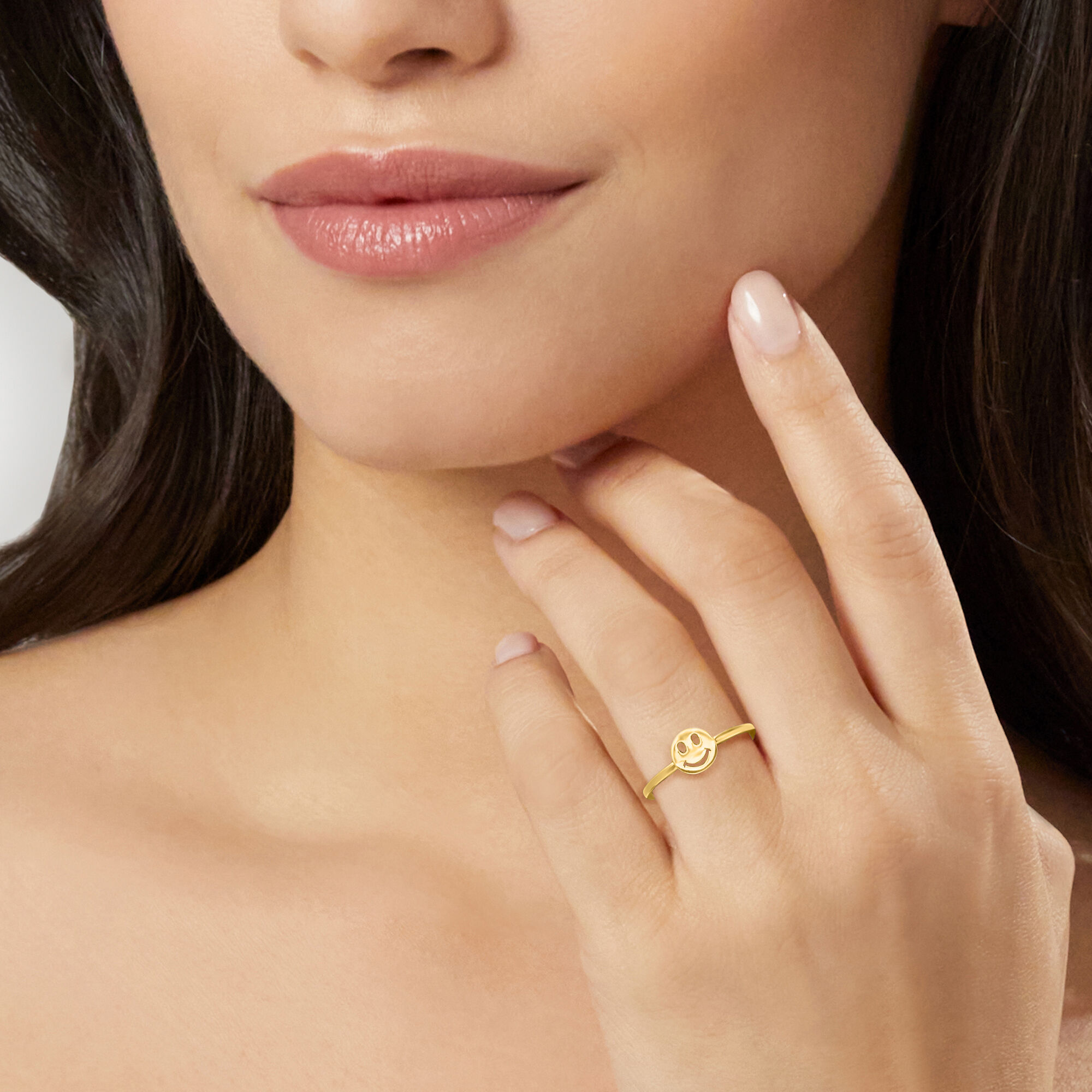 Smiley face diamond ring hot sale