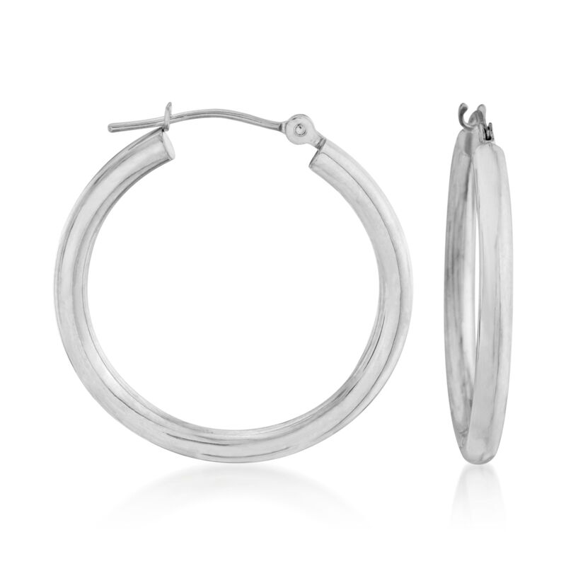 14kt White Gold Hoop Earrings image number 0
