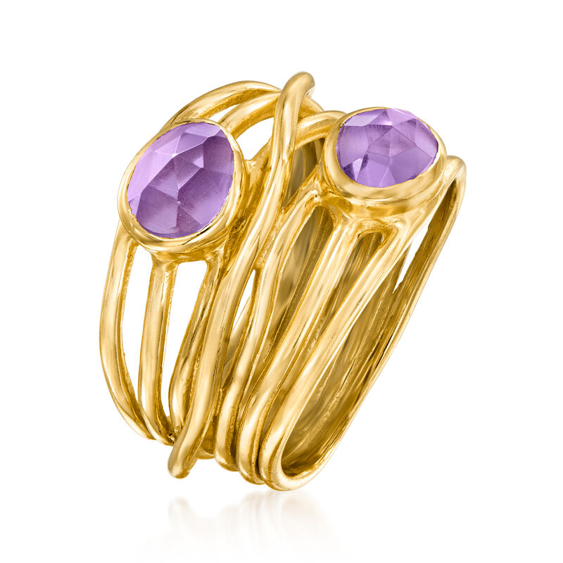 1.30 ct. t.w. Amethyst Highway Ring in 18kt Gold Over Sterling image number 2