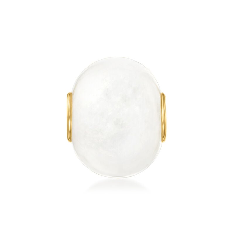 White Kunlun Jade Bead Pendant with 14kt Yellow Gold  image number 0