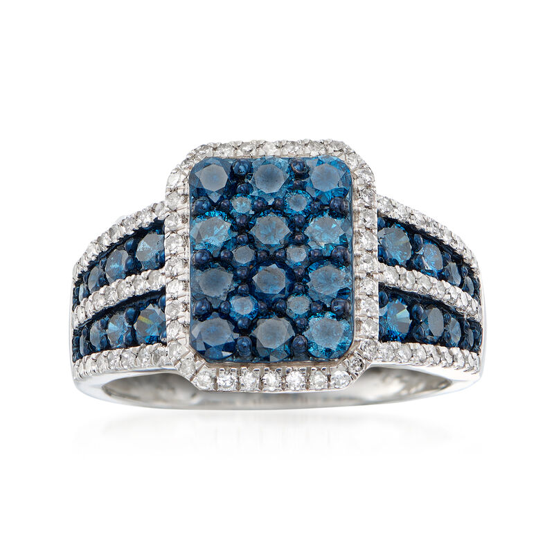 1.50 ct. t.w. Blue and White Diamond Ring in Sterling Silver image number 0