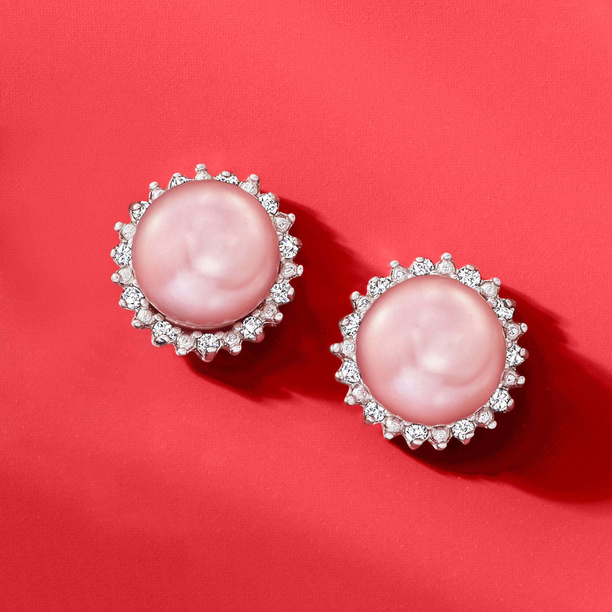 Pink cultured pearl earrings sale