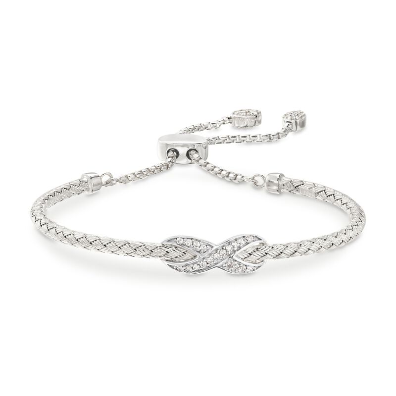 Charles Garnier &quot;Infinity&quot; .50 ct. t.w. CZ Bolo Bracelet in Sterling Silver image number 3