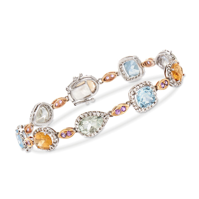C. 1990 Vintage 17.20 ct. t.w. Multi-Stone and 1.69 ct. t.w. Diamond Bracelet in 18kt White Gold. 6.75&quot; image number 0
