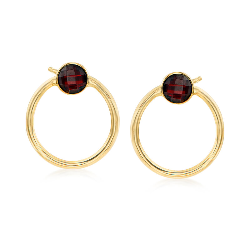 Italian 1.50 ct. t.w. Garnet Open-Circle Earrings in 14kt Yellow Gold image number 0