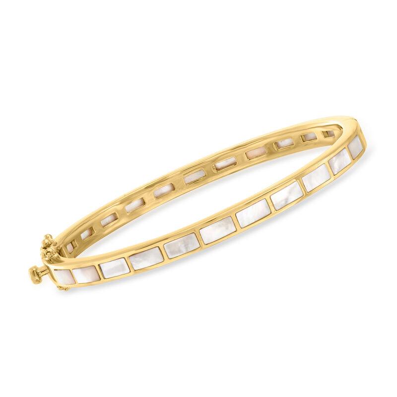 Mother-of-Pearl Bangle Bracelet in 18kt Gold Over Sterling image number 0