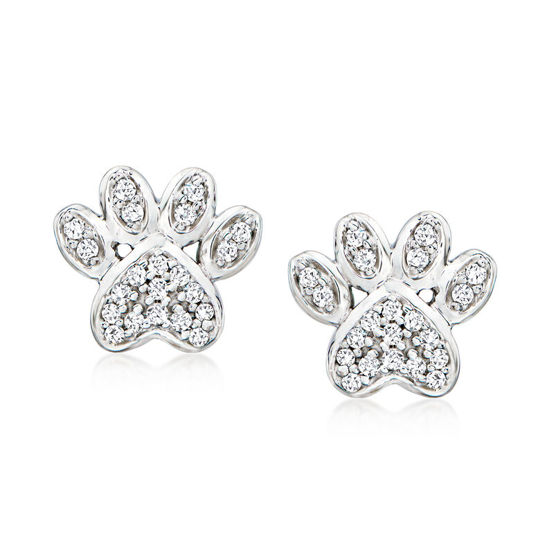 .10 ct. t.w. Diamond Paw Print Stud Earrings in Sterling Silver image number 0