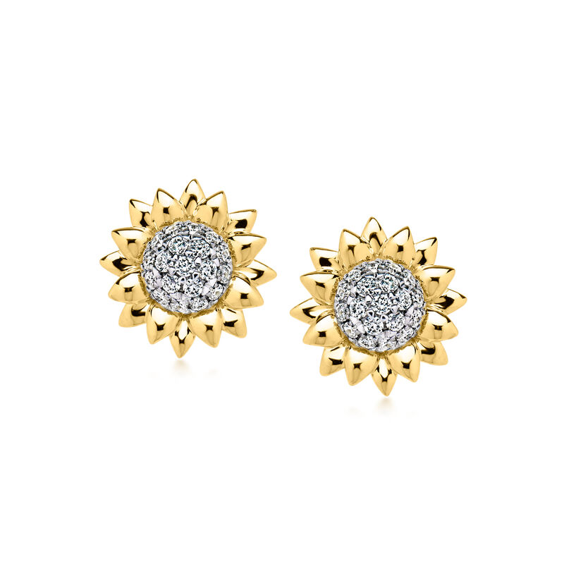 .50 ct. t.w. Lab-Grown Diamond Sunflower Earrings in 18kt Gold Over Sterling image number 0