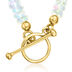 3.5-4mm Opal Bead Charm-Compatible Toggle Necklace in 18kt Gold Over Sterling