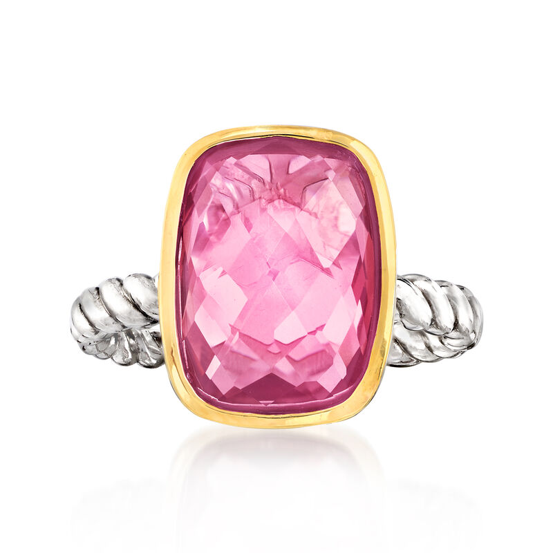 5.00 Carat Pink Quartz Ring in 14kt Yellow Gold and Sterling Silver image number 0