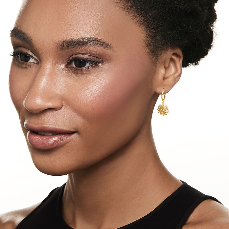 14kt Yellow Gold Sun and Moon Mismatched Huggie Hoop Drop Earrings image number 1