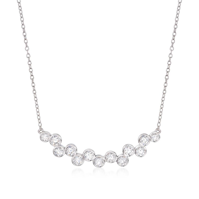1.20 ct. t.w. Staggered CZ Necklace in Sterling Silver. 16&quot; image number 1