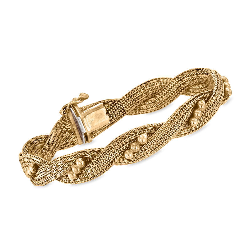C. 1990 Vintage 18kt Yellow Gold Mesh Twisted Bracelet. 6.5" image number 0